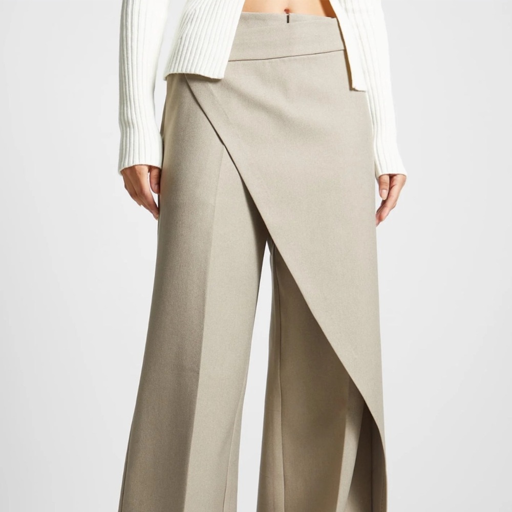 Maniere De Voir Beige Wrap Tailored Trousers